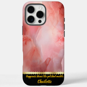Coques iPhone 16 Pro Max Une douce danse des textures en marbre rose