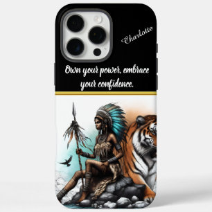 Coques iPhone 16 Pro Max Une femme guerrière avec un tigre majestueux en ha