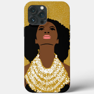 Case-Mate iPhone Case Une femme noire en or qui regarde avec un collier