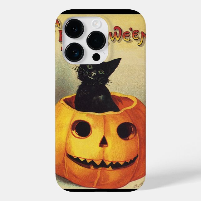 Coques Case-Mate iPhone Une joyeuse Halloween par Ellen Clapsaddle, Chat V (Verso)