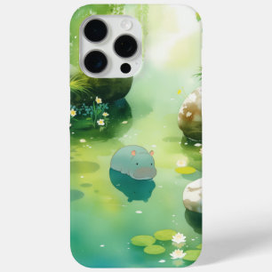 Coque iPhone 15 Pro Max Une Oasis de Calme Hippopotame