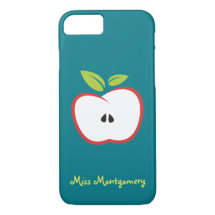 Coque iPhone 8/7 Une pomme aux contours rouges et aux feuilles vert