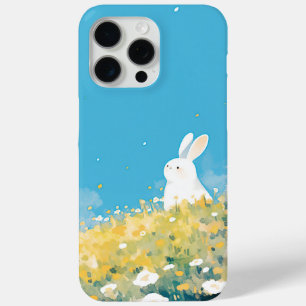 Coque iPhone 15 Pro Max Une Prairie aux Lapins Blancs