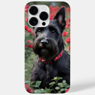 Coque Pour Pour iPhone 14 Pro Max "Une rose rouge pour le Terrier écossais noir"