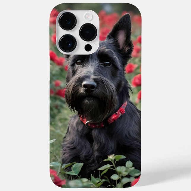 Coques Case-Mate iPhone "Une rose rouge pour le Terrier écossais noir" (Verso)