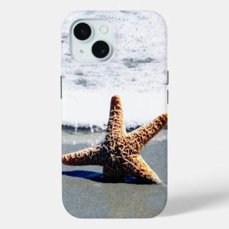 Coque Pour iPhone 15 Une seule étoile de poisson blanchie à la terre pu