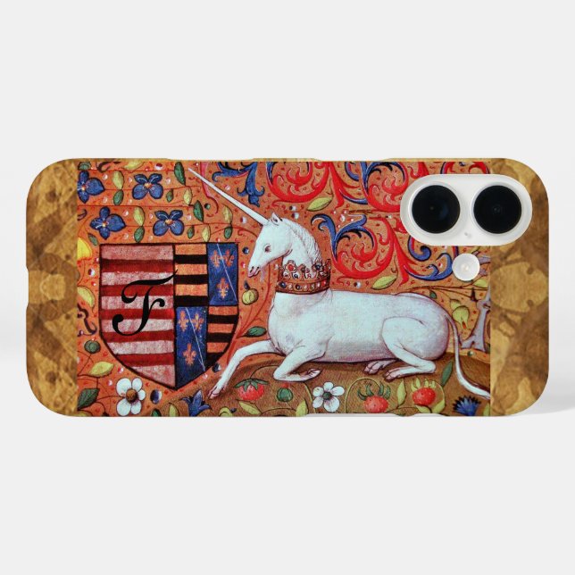 Coques Case-Mate iPhone UNICORN Monogramme de parchemin Brown (Verso (horizontal))