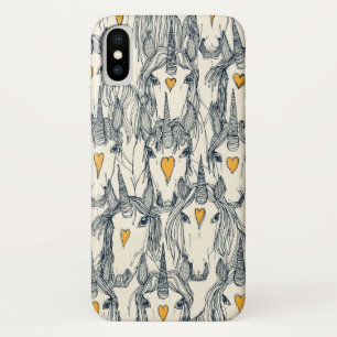 Coque iPhone X unicorne amour indigo citrus perle