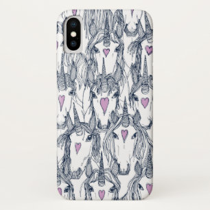 Coque iPhone X unicorne amour marine orchidée blanche