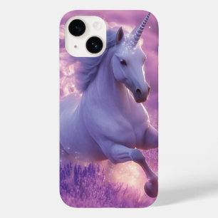 Coque Pour iPhone 14 Unicorne blanche majestueuse à travers la lavande
