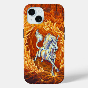 Coque Pour iPhone 15 Unicorne de l'art Imaginaire de feu