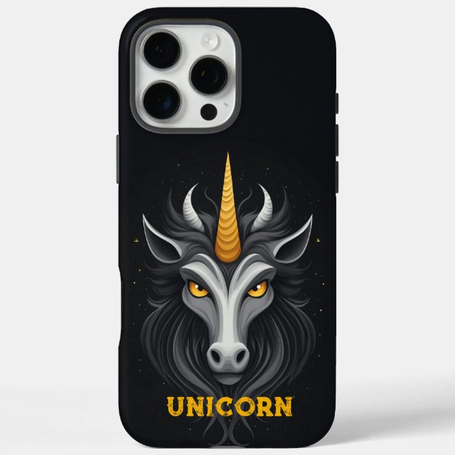 Coques Case-Mate iPhone Unicorne en colère Noir (Verso)