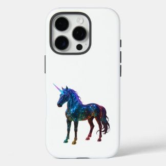 Coques iPhone 16 Pro Unicorne en verre arc-en-ciel magique
