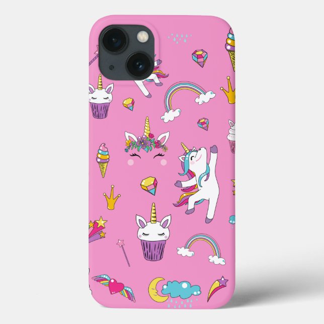 Coques Case-Mate iPhone Unicorne Fan Club motif rose (Verso)