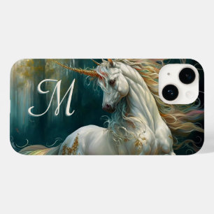 Coque Pour iPhone 14 Unicorne magique majestueuse avec Monogramme