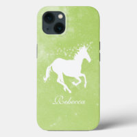 Unicorne verte Coque-coque iphone personnalisé
