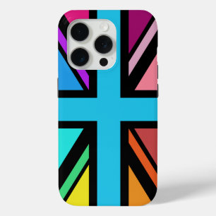 Coque iPhone 15 Pro Union Jack/Drapeau Multicolore+Noir