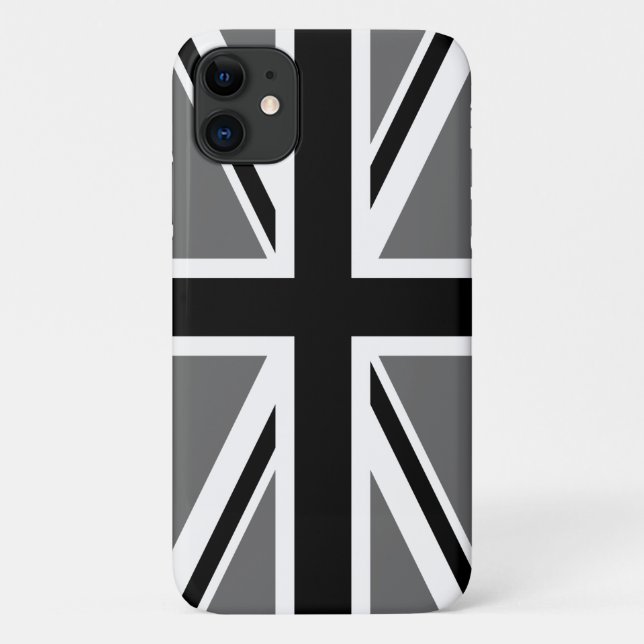 Coques Case-Mate iPhone Union Jack gris noir et blanc (Dos)