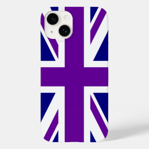 Coque Pour iPhone 14 Union Jack marine et violette