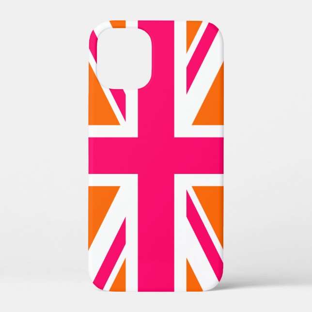 Coques Case-Mate iPhone Union Jack orange et rose chaud (Verso)