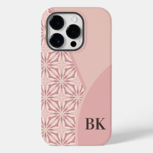 Coque Pour iPhone 14 Pro Unique Feminine Jolie rose Motif géométrique