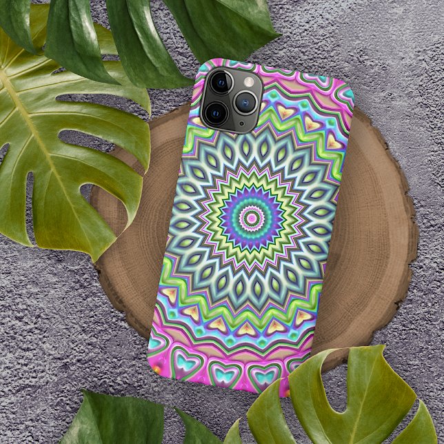 Coques Case-Mate iPhone Unique Lime Vert Turquoise Rose Mandala Art (Créateur téléchargé)