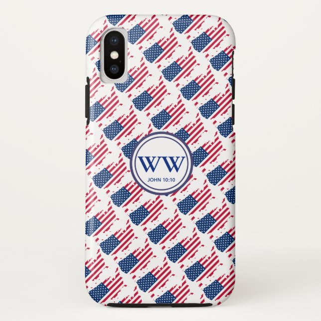 Coques Case-Mate iPhone USA Amérique Drapeau Monogramme Abondance Vie chré (Dos)