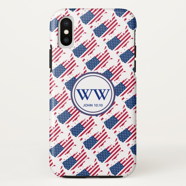 Coques Case-Mate iPhone USA Amérique Drapeau Monogramme Abondance Vie chré (Dos)