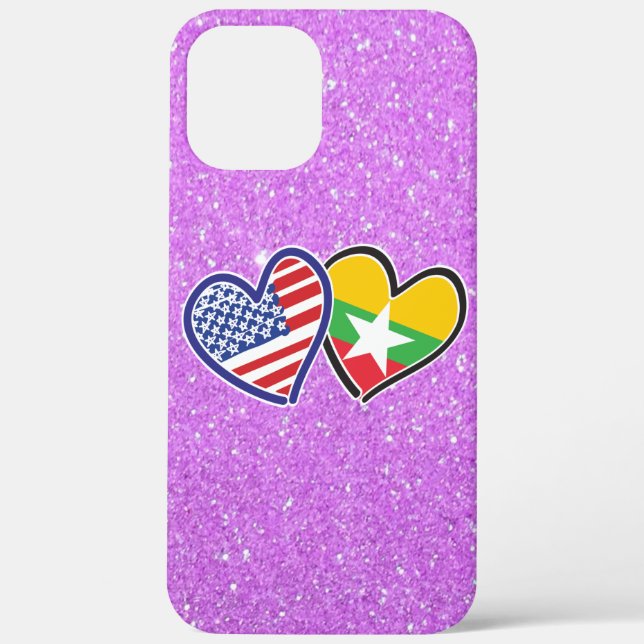 Coques Case-Mate iPhone USA Myanmar Love Hearts (Verso)