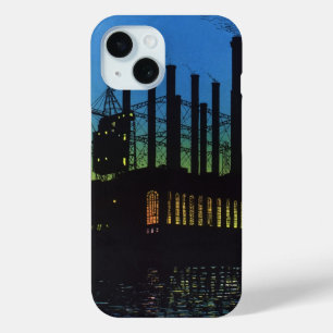 Coque Pour iPhone 15 Usine de fabrication au coucher du soleil, Entrepr