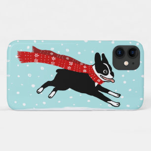 Case-Mate iPhone Case Vacances d'hiver Boston Terrier utilisant