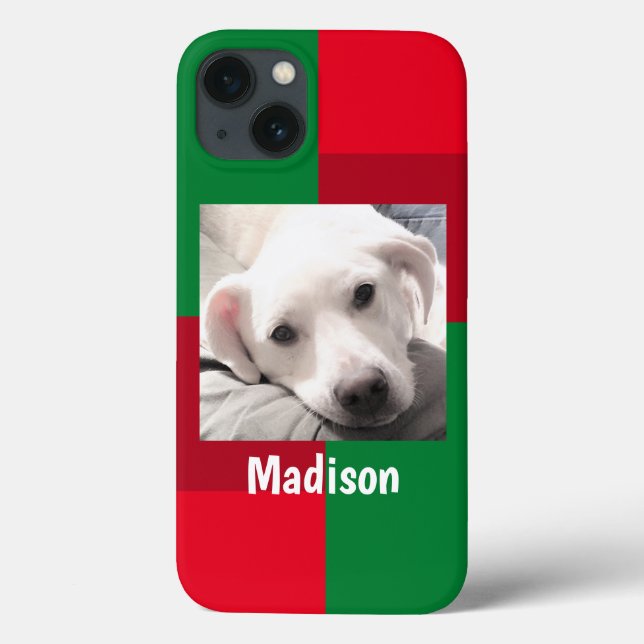 Coques Case-Mate iPhone Vacances photo de chien mignon rouge et vert (Verso)