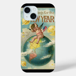 Coque Pour iPhone 15 Vacances vintage, vœux pour la nouvelle année