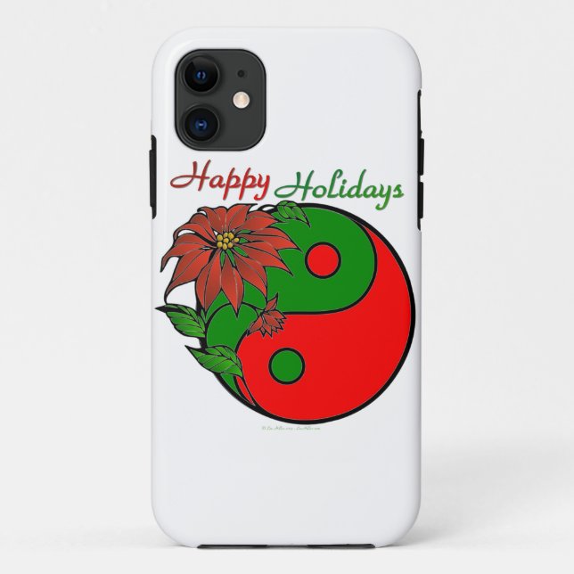 Coques Case-Mate iPhone Vacances Yin Yang Poinsettia Rouge Vert (Dos)