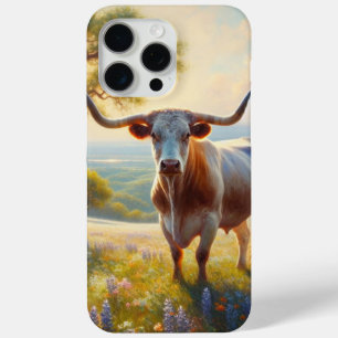 Coque iPhone 15 Pro Max Vache à landes du printemps du Texas