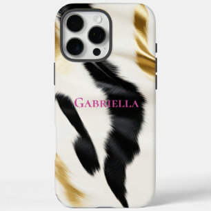 Coques iPhone 16 Pro Max Vache blanche noire