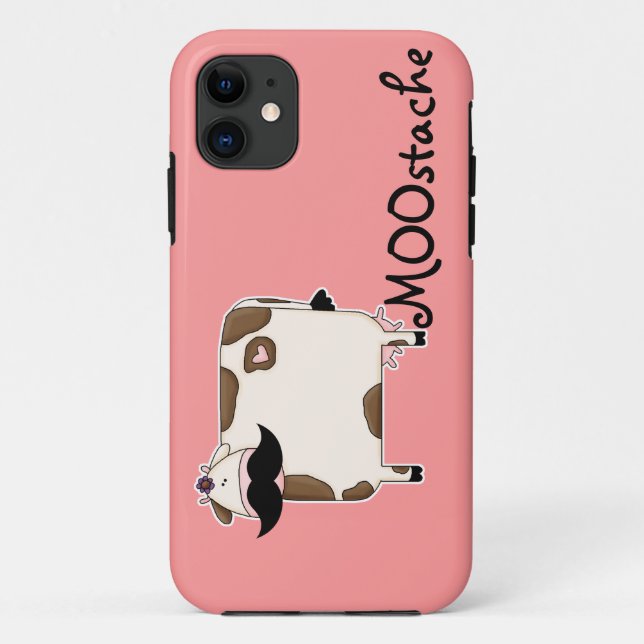 Coques Case-Mate iPhone vache drôle à moustache MOO (Dos)