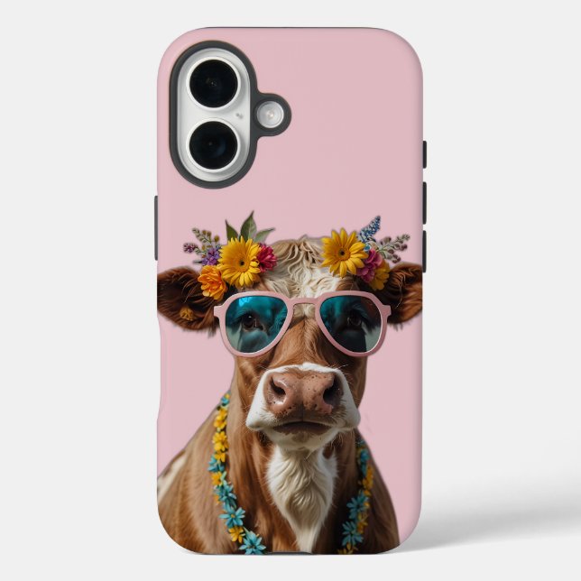 Coques Case-Mate iPhone Vache gaie avec lunettes de soleil (Verso)