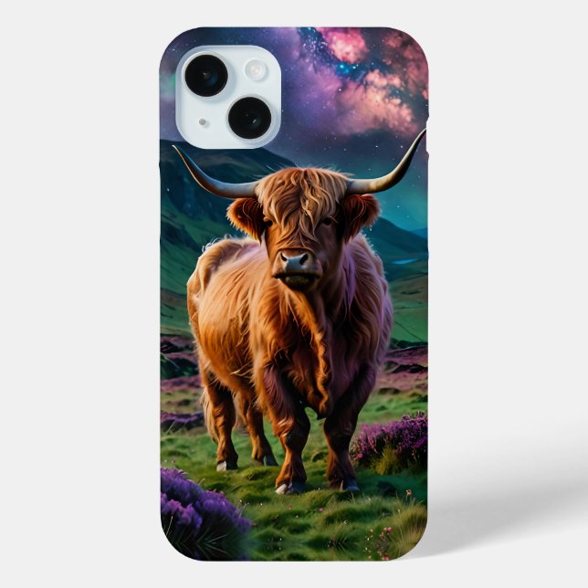 Coques Case-Mate iPhone Vache Highland sous les étoiles (Verso)