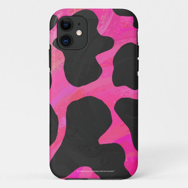 Coques Case-Mate iPhone Vache rose chaud et noir (Dos)