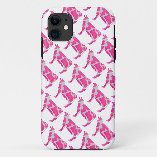 Coques Case-Mate iPhone Vache rose et blanc Silhouette (Dos)