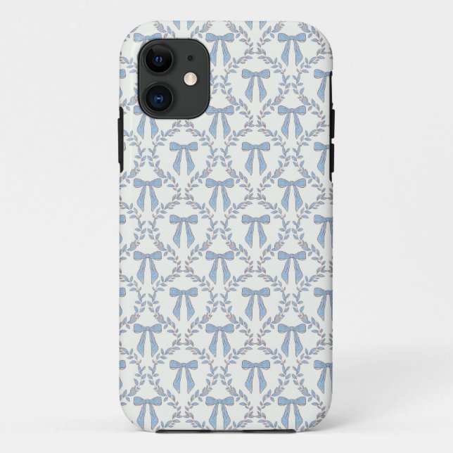 Coques Case-Mate iPhone Vaches Coquette Bleues, Trellis, Preppy (Dos)