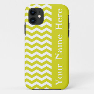 Coque iPhone 11 Vague d'ananas hawaïen Chevron avec nom