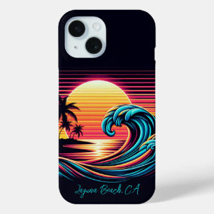 Coque Pour iPhone 15 Vague de Surf rétro Sunset
