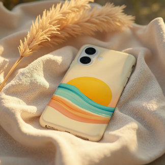 Coque Pour iPhone 16 Vague Harmonie du Coucher de Soleil