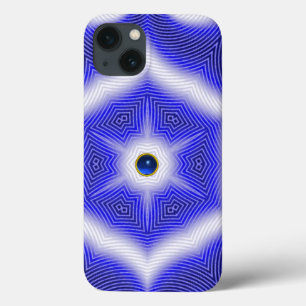COQUES POUR iPhone VAGUES ABSTRAITES, ÉTOILES BLEUES ET PIERRE SAPPHI