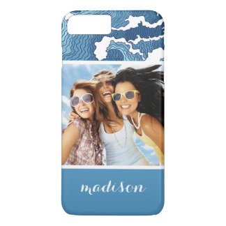 Coque iPhone 8 Plus/7 Plus Vagues Abstraites | Votre photo et votre nom