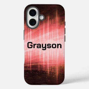 Coque Pour iPhone 16 Vagues audio rouges
