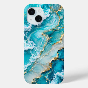 Coque Pour iPhone 15 Vagues de lagon turquoise Abstrait