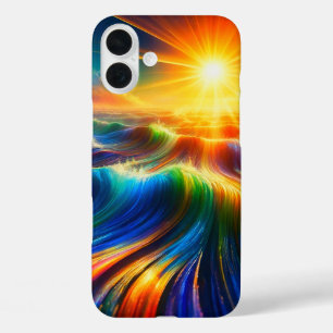 Coques iPhone 16 Plus Vagues de l'océan arc-en-ciel